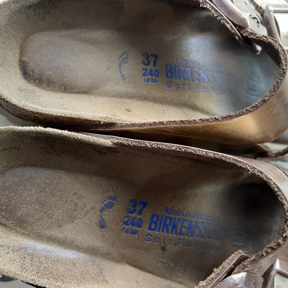 Birkenstock Rose Gold Metallic Arizona soft Footbed Sandal Womens Comfort Sz-37